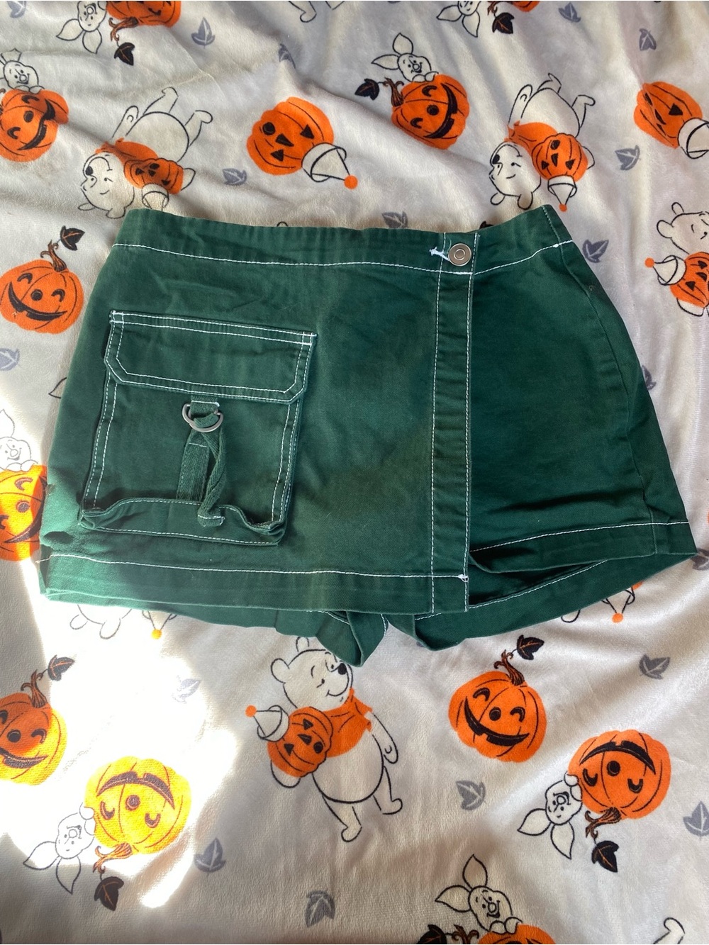 wild fable Dark Green Utility Skort with White Topstitching